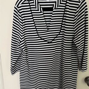 Charter Club Black and White Striped Jersey Tunic